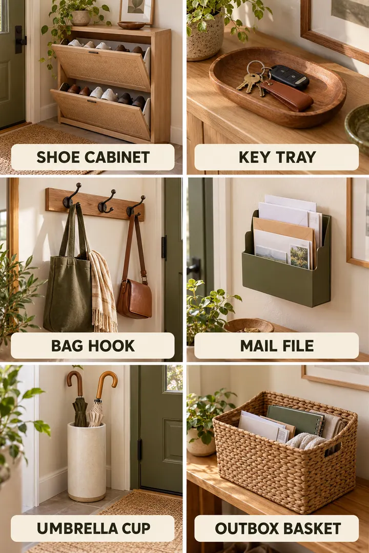 Budget Decor Catalog of small entryway organizers in Entryway showing give each arrival item a low-footprint home.