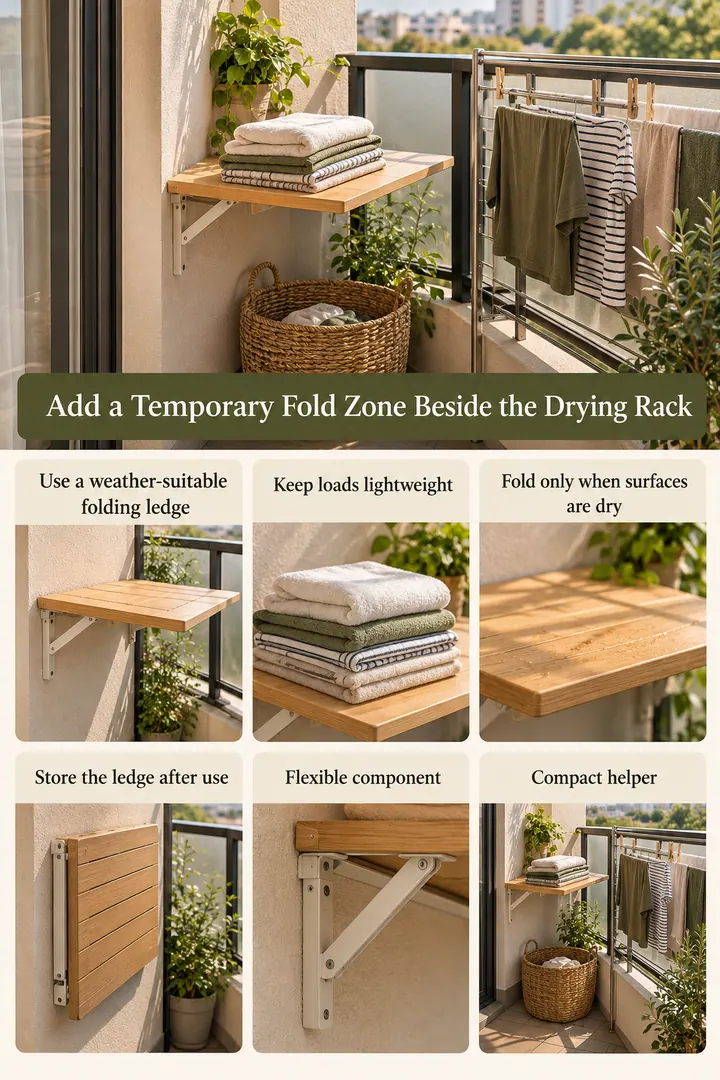 Budget Decor Catalog of balcony laundry folding surface in Compact balcony laundry area showing use a weather-suitable folding ledge.