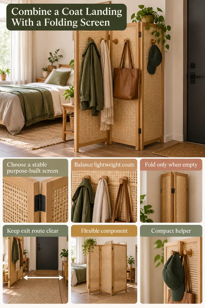 Budget Decor Catalog of folding screen coat rack in Studio entry zone showing choose a stable purpose-built screen.